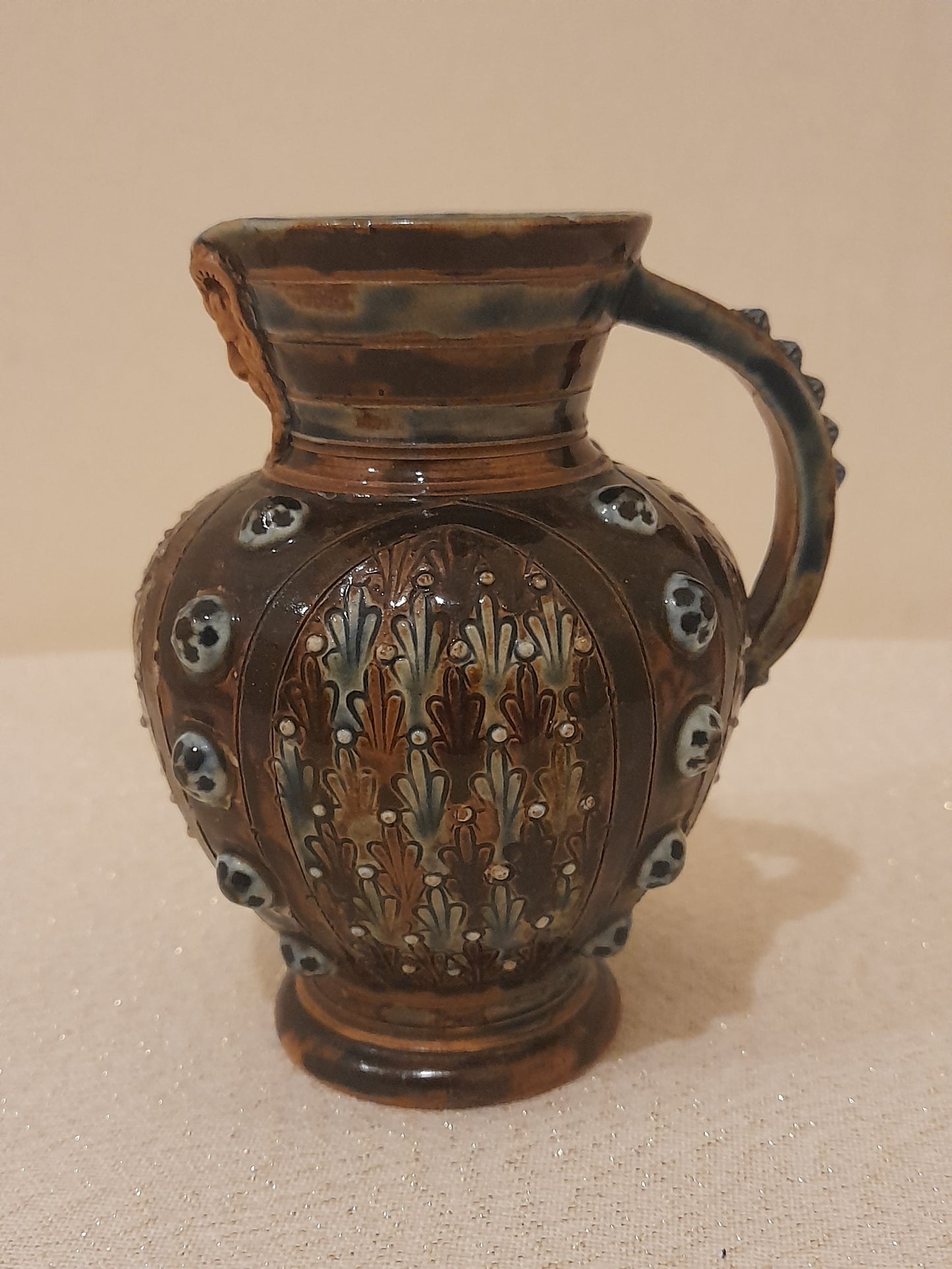 Exquisite Doulton Lambeth Antique Jug with Bacchus Mask dated 1878