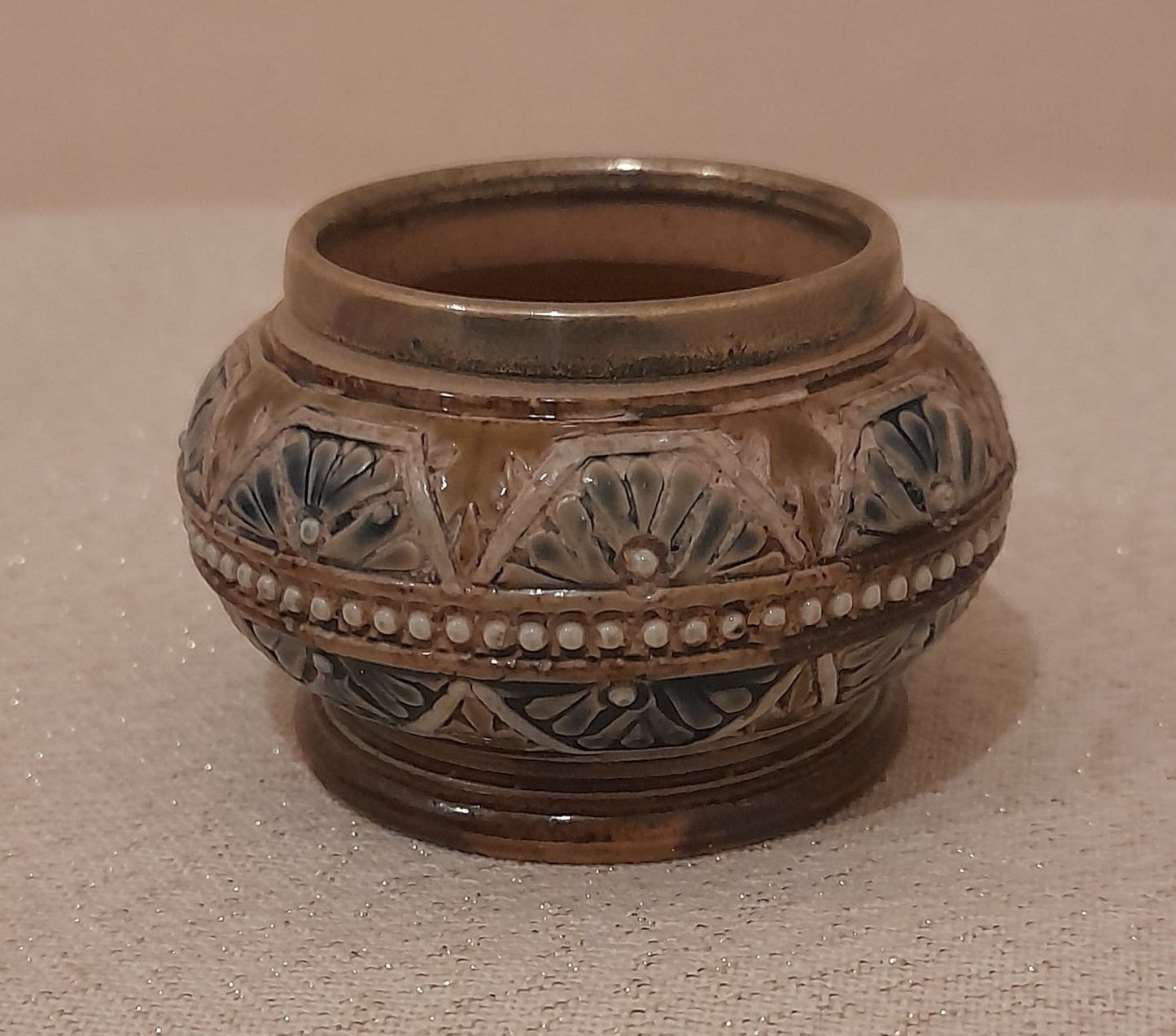 Doulton Lambeth Glazed Open Salt Cellar 1879
