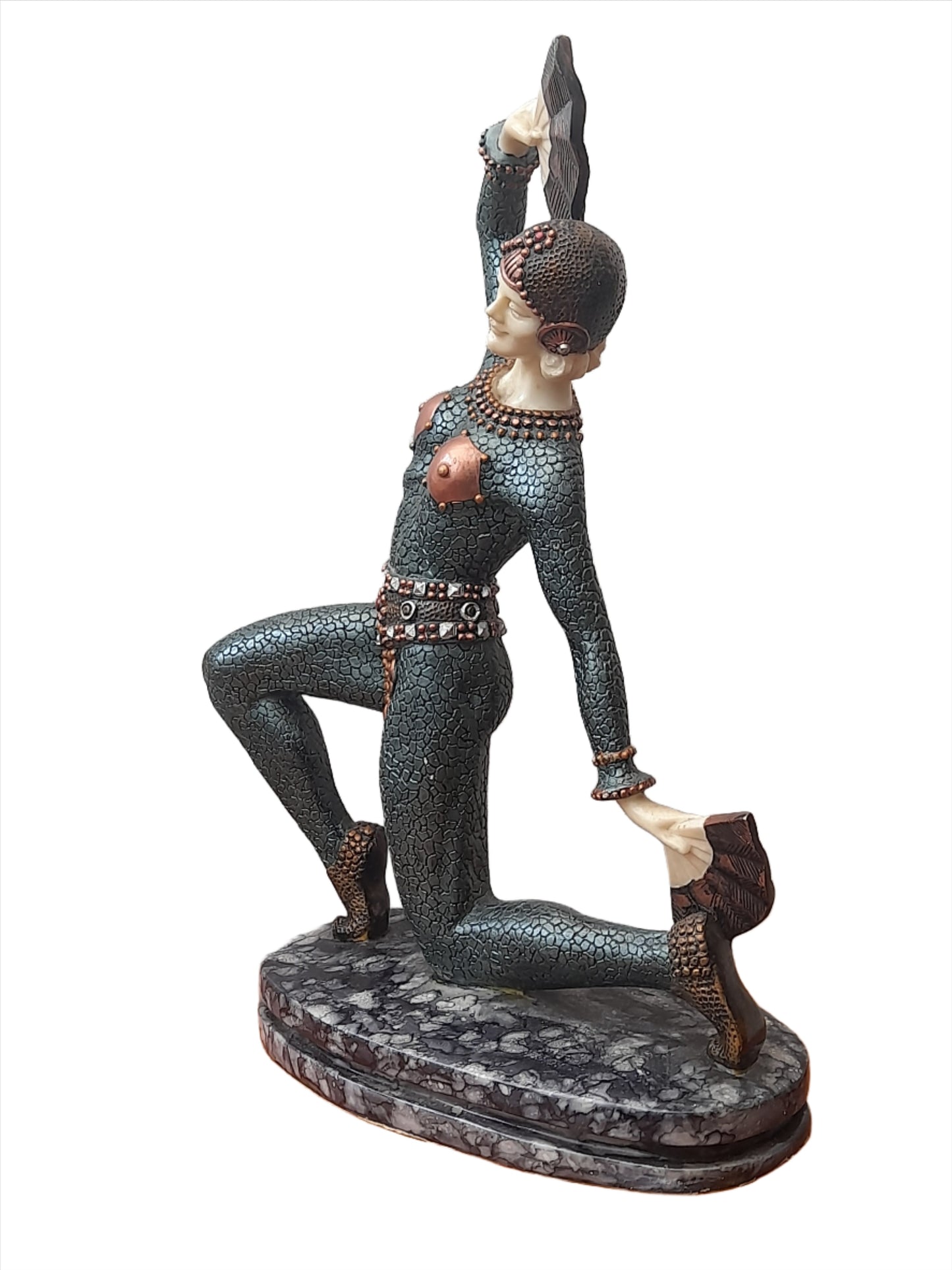 Stunning Art Deco Style "Lady Dancing With Fan" Sculpture