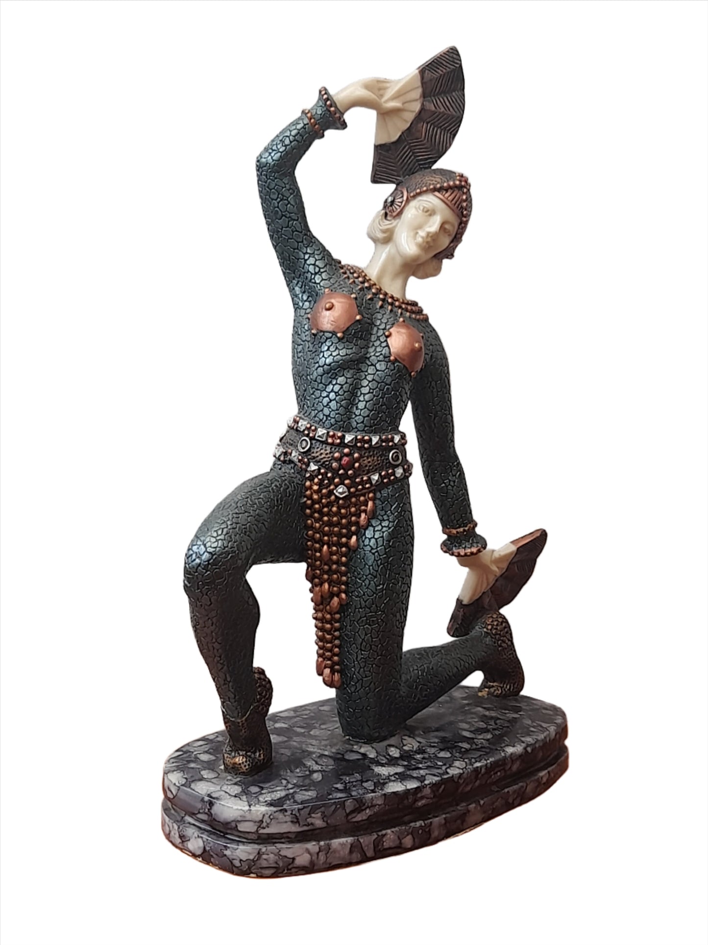 Stunning Art Deco Style "Lady Dancing With Fan" Sculpture