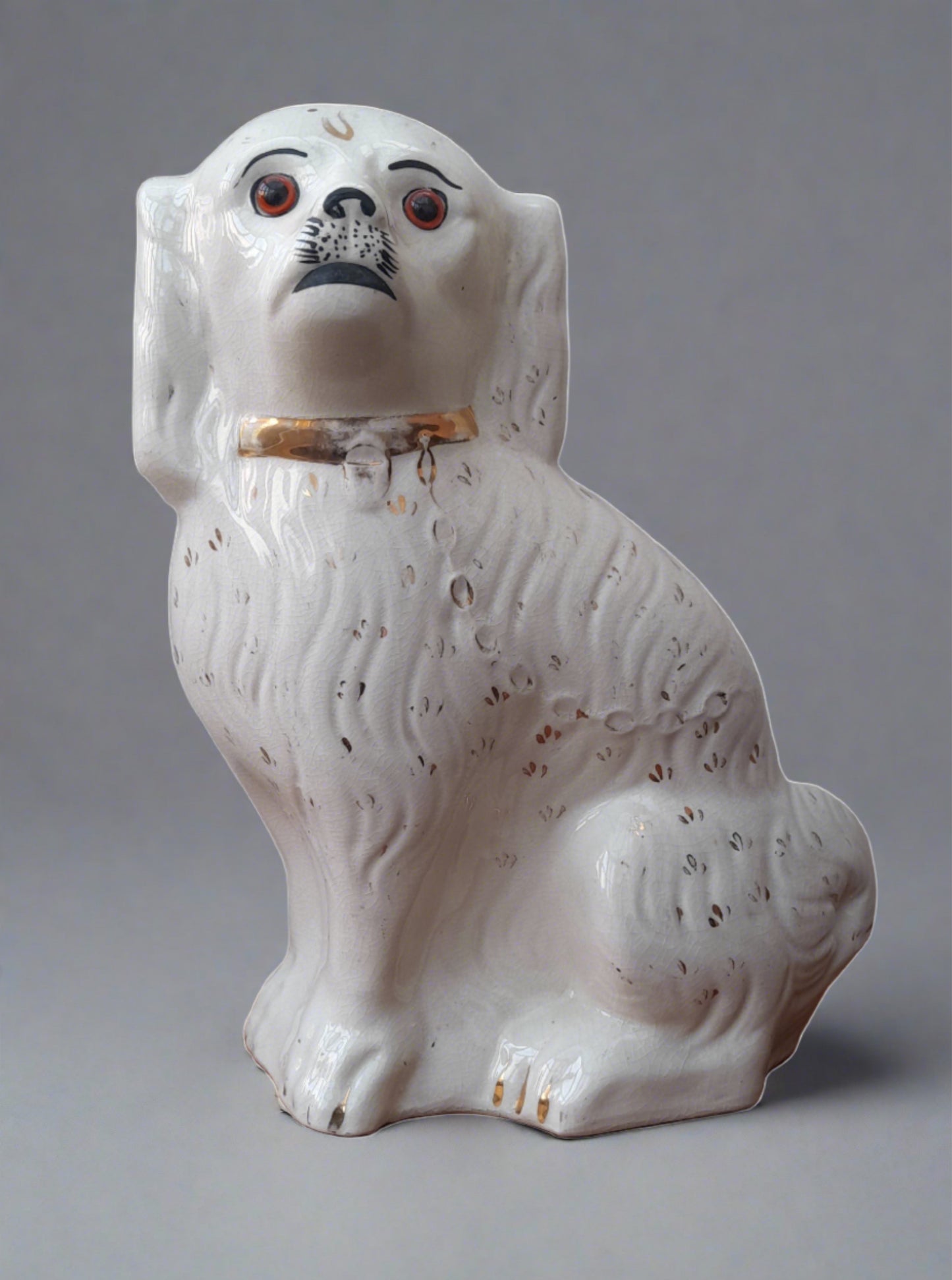 Two Beautiful Antique 19th Century Staffordshire Porcelain Dogs 13" & 12.25 "