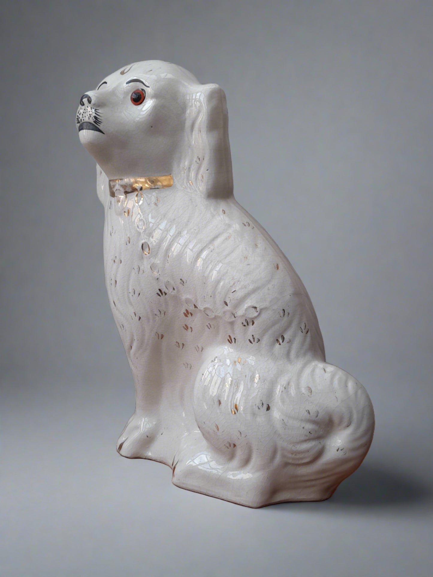 Two Beautiful Antique 19th Century Staffordshire Porcelain Dogs 13" & 12.25 "