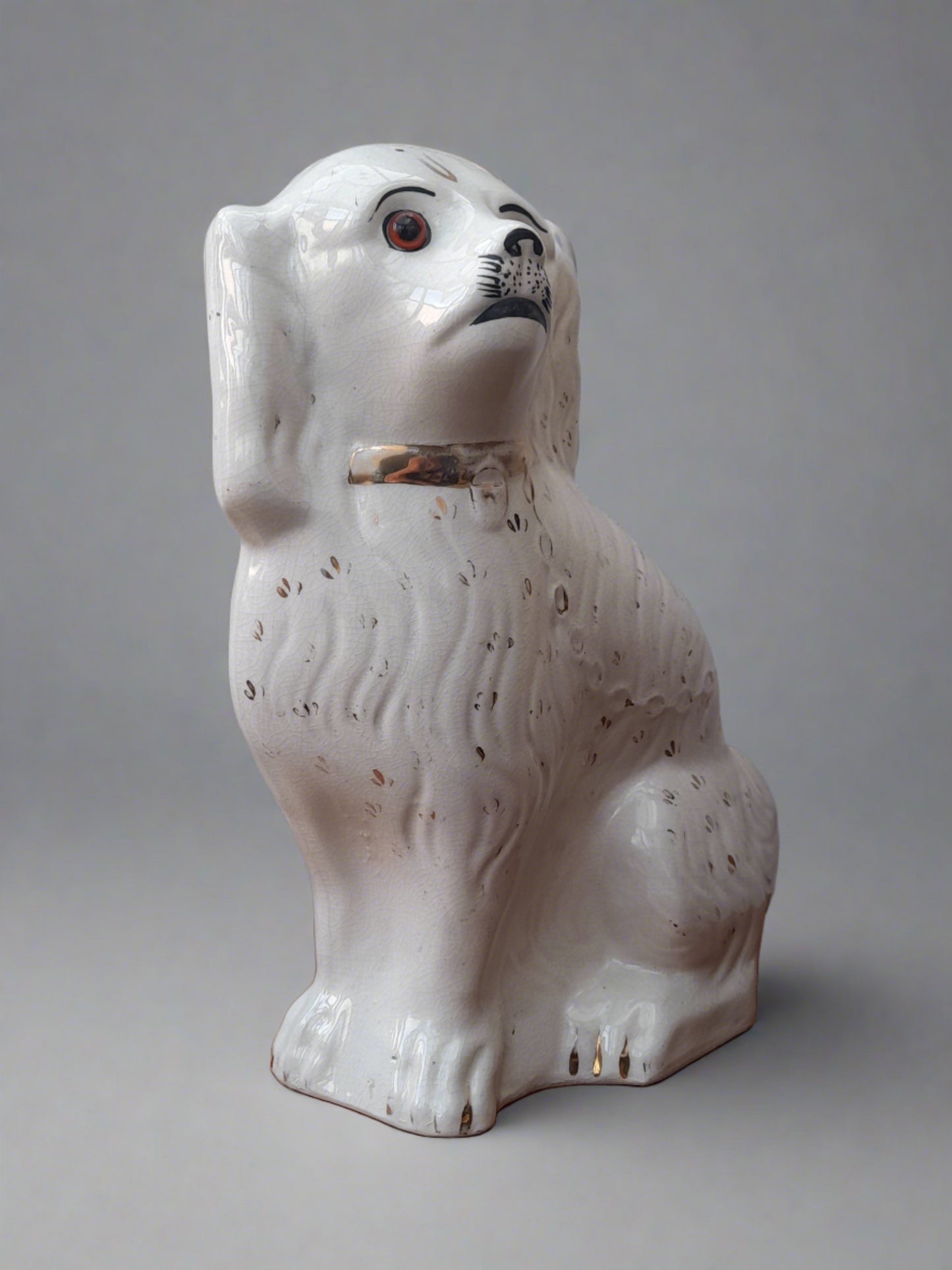 Two Beautiful Antique 19th Century Staffordshire Porcelain Dogs 13" & 12.25 "