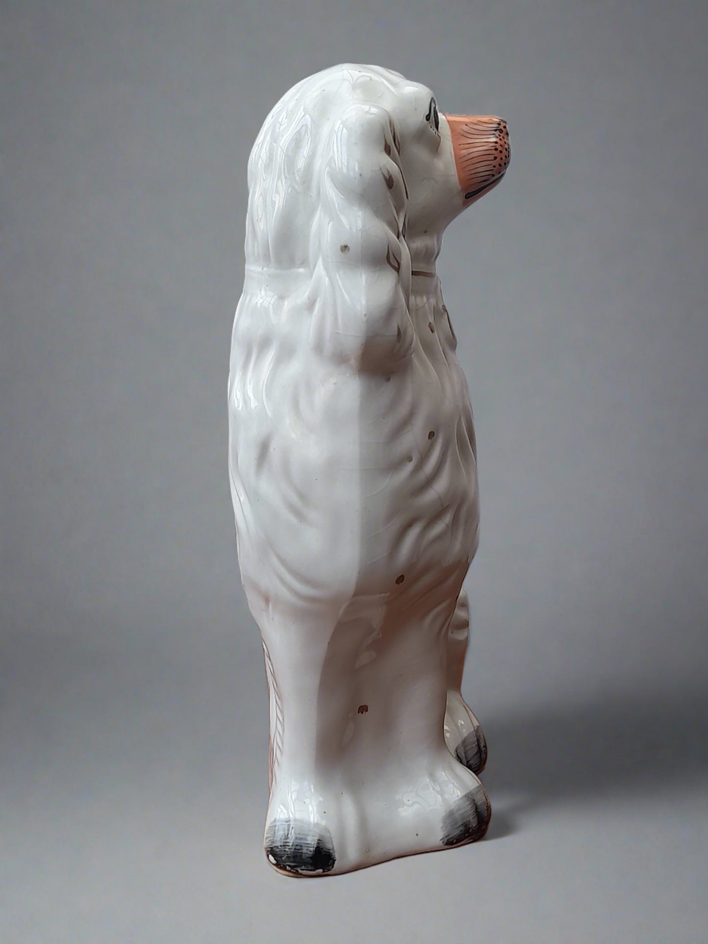 Two Beautiful Antique 19th Century Staffordshire Porcelain Dogs 13" & 12.25 "