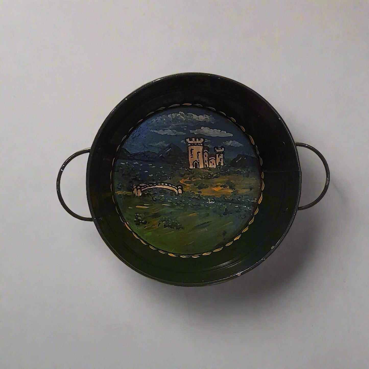 Canal ware / Bargeware - 2 Handed Painted Bowl with Inside Castle Scene