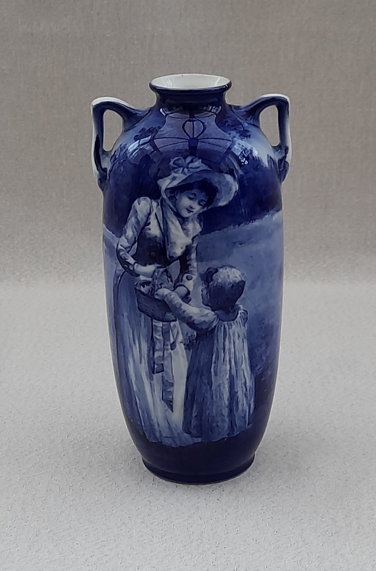 Royal Doulton Rare Twin Handled Blue Children Series Vase