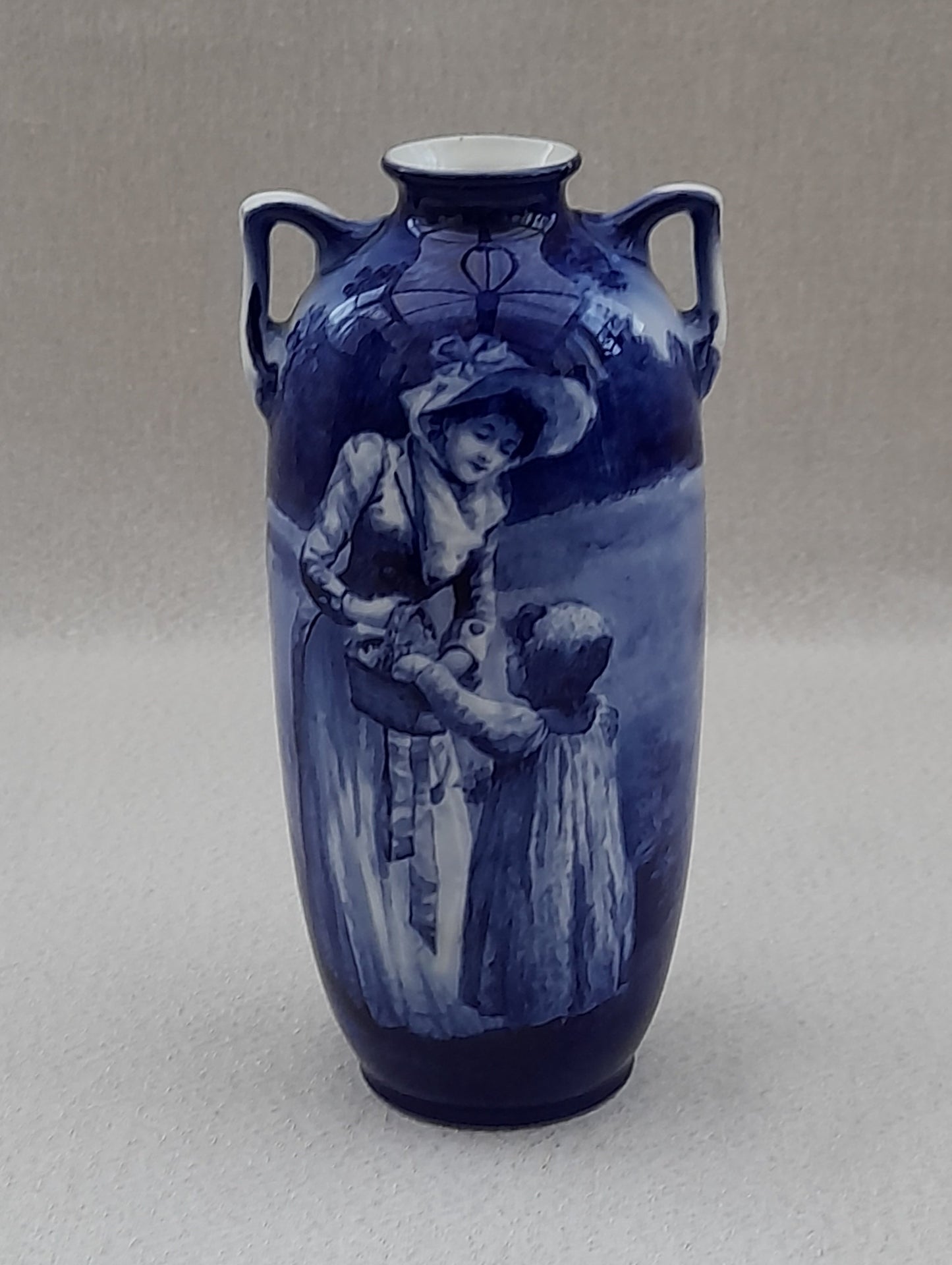 Royal Doulton Rare Twin Handled Blue Children Series Vase