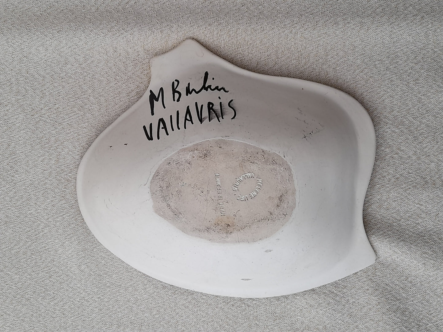 Stunning rare Michel Barbier Vallauris Ceramic Dish - Sgraffito Signed