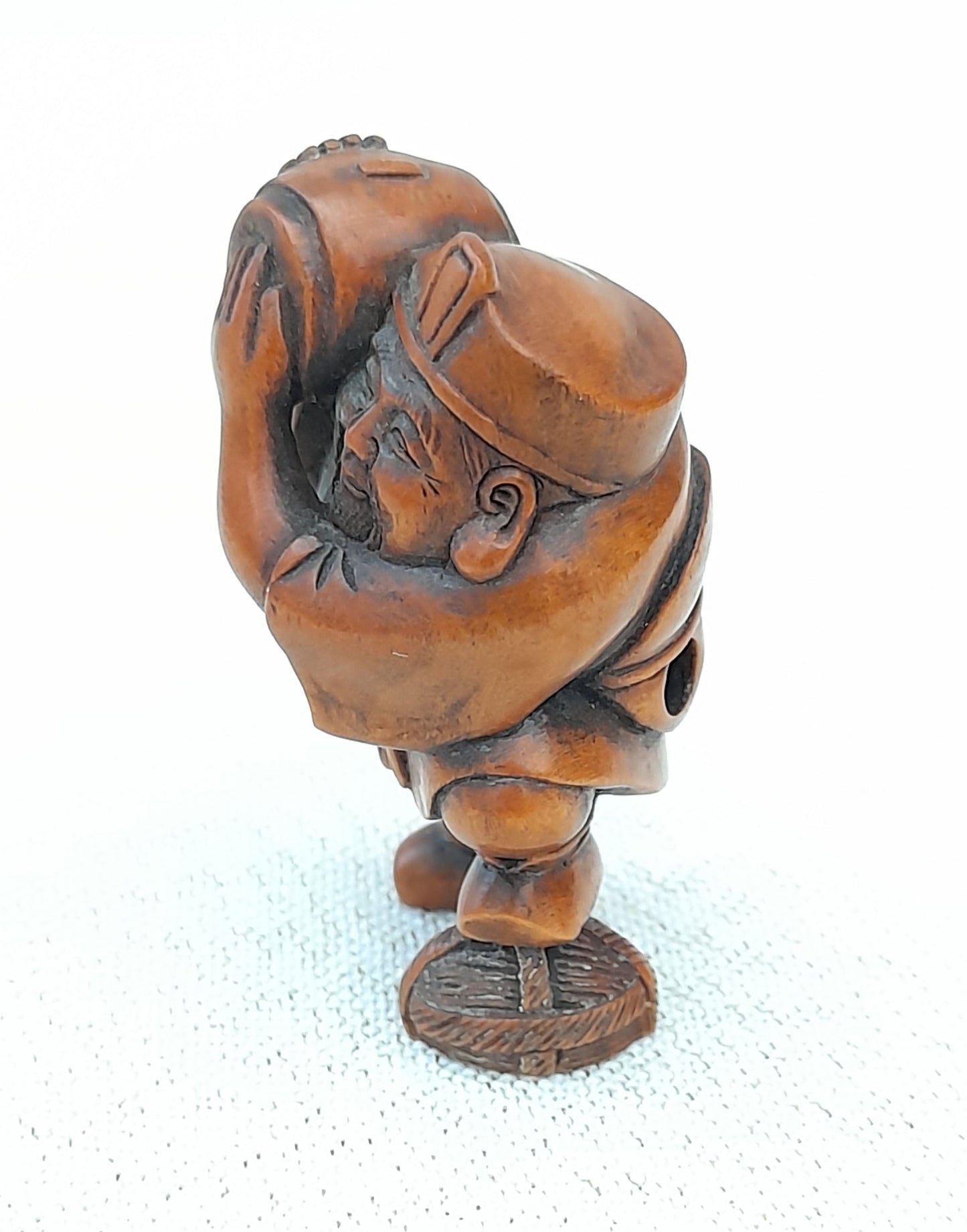 Hand Carved Japanese Netsuke Sculpture Old Musician