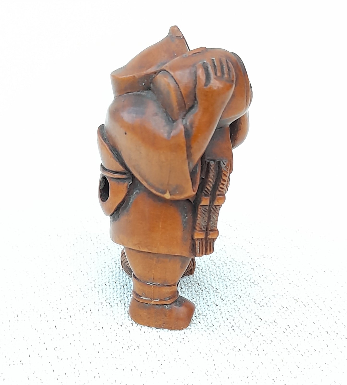 Hand Carved Japanese Netsuke Sculpture Old Musician