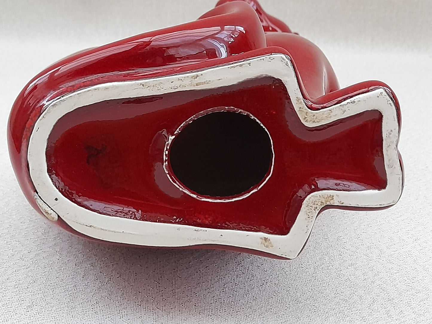 Stunning Poole Pottery Large Glazed Red Cat Figurine with neck decoration