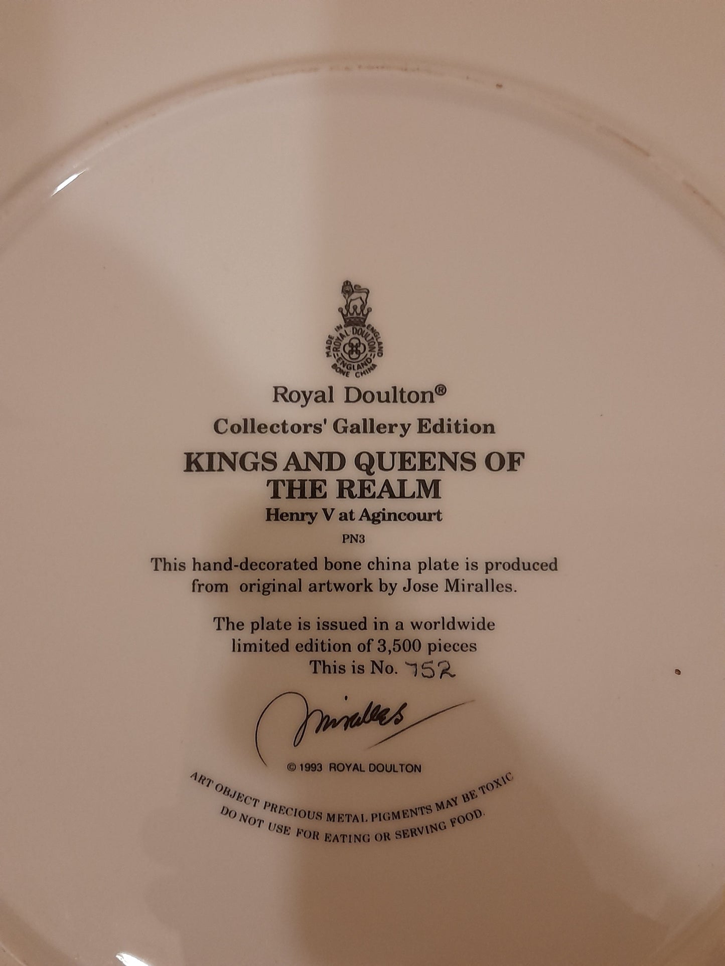 Royal Doulton Henry V at Agincourt - Limited Edition Collectors Plate + Certificate