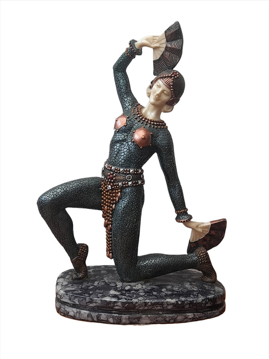 Stunning Art Deco Style "Lady Dancing With Fan" Sculpture