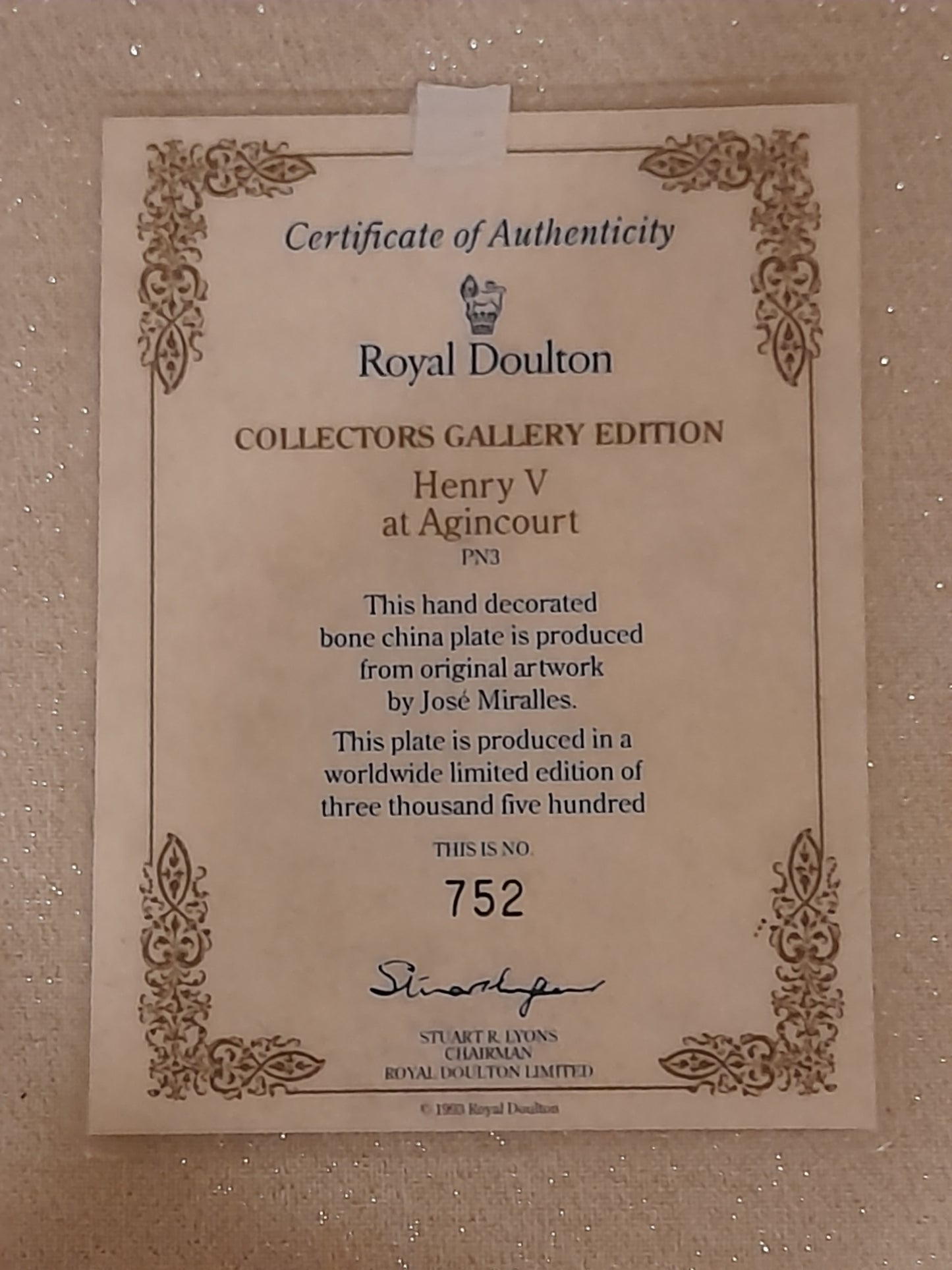 Royal Doulton Henry V at Agincourt - Limited Edition Collectors Plate + Certificate