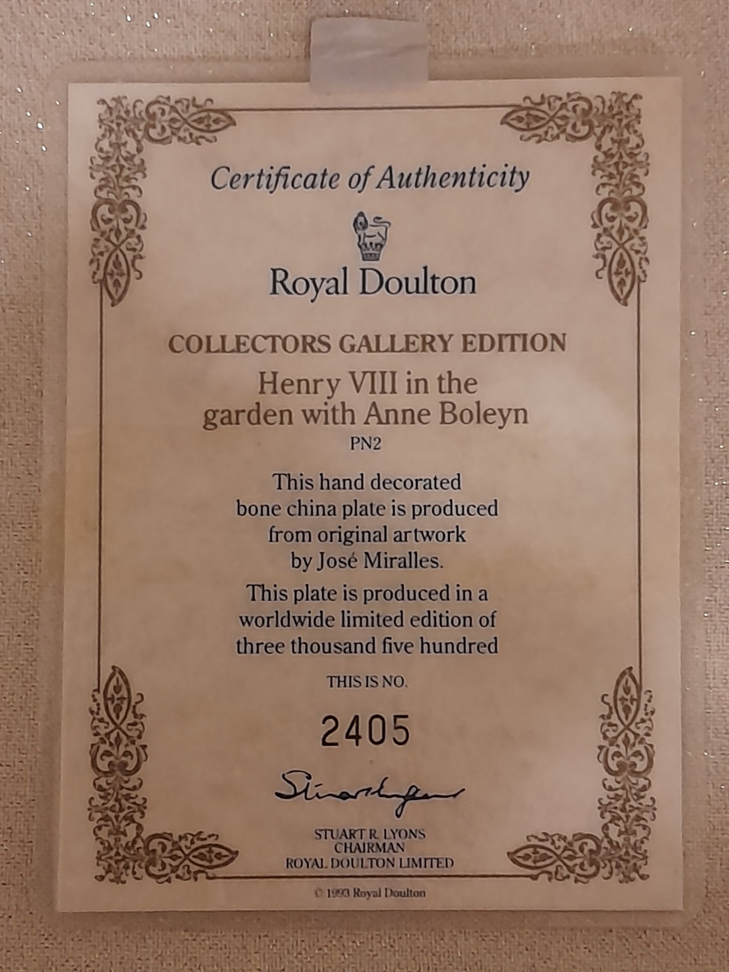 Royal Doulton Henry Viii & Anne Boleyn - Limited Edition Collectors Plate + Certificate